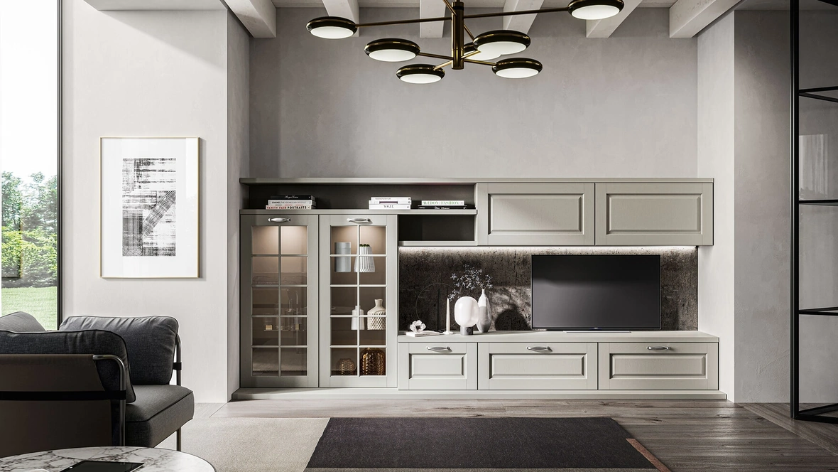 Parete Attrezzata Living Asolo in massello di frassino di Arredo3